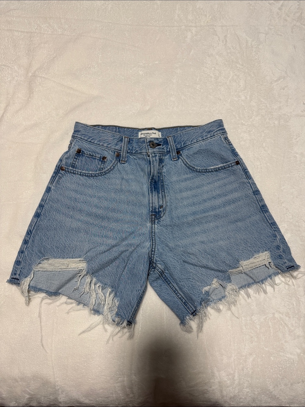 Abercrombie & Fitch Light Blue Distressed Denim Cutoff Shorts